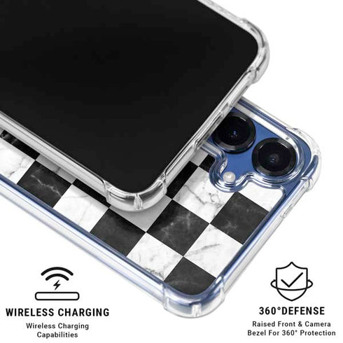 Checkered Marble Galaxy S25 Clear Case